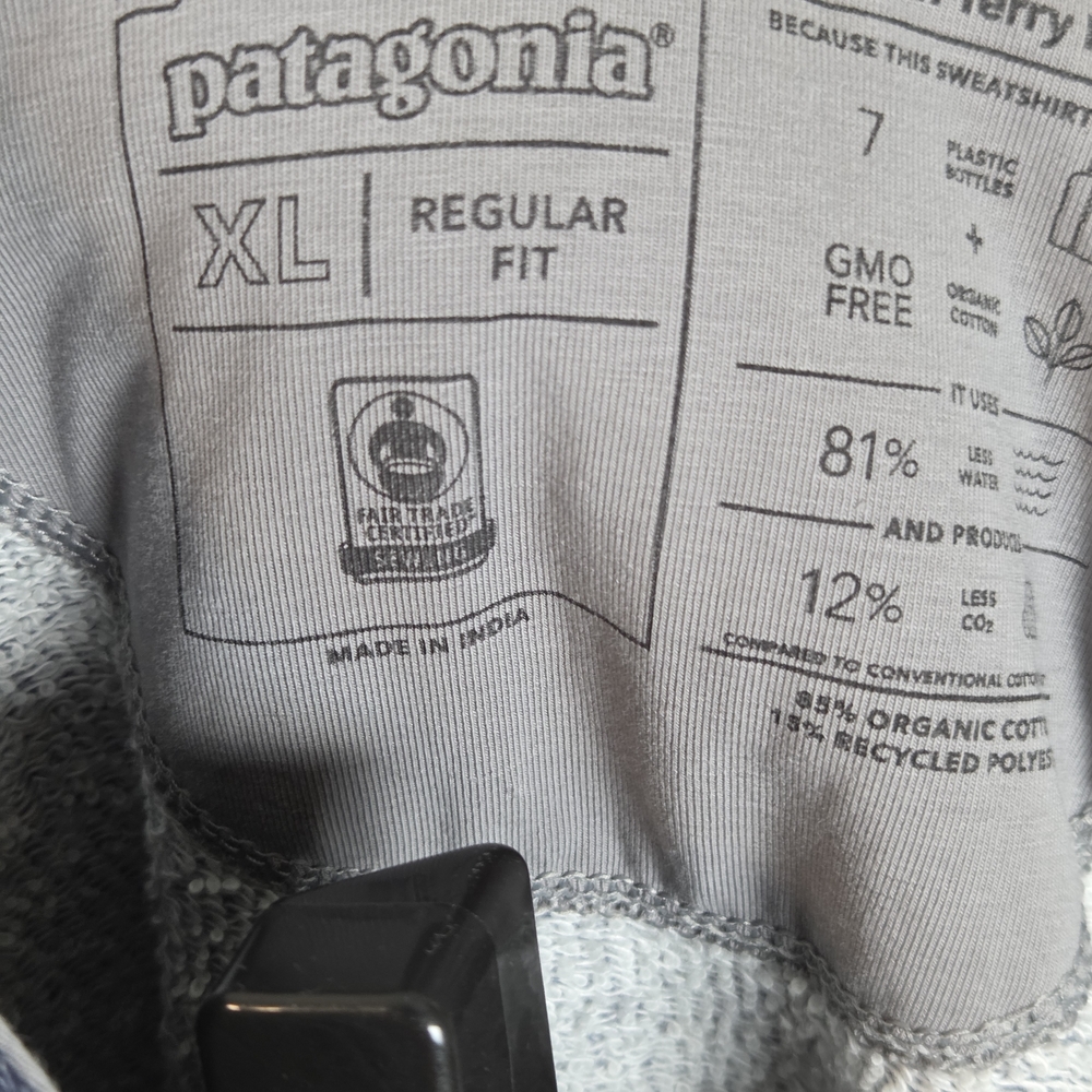 Patagonia French Terry Hoodie Mens XL Blue Full Zip Logo Graphic Sweatshirt - Picture 3 of 7